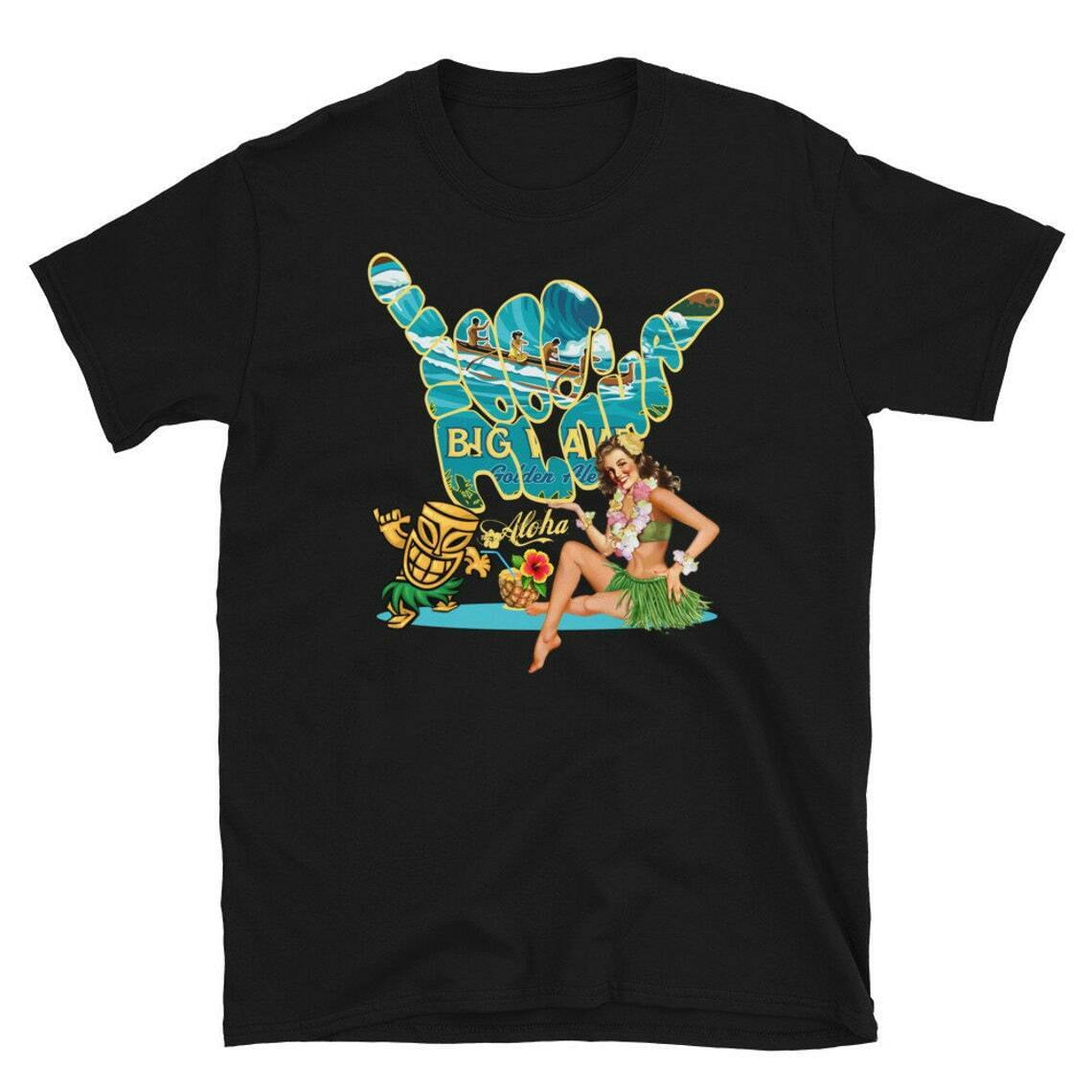 Aloha HAWAII Big Wave Kona Beer Vintage Pin Up Tikki Size S5XL