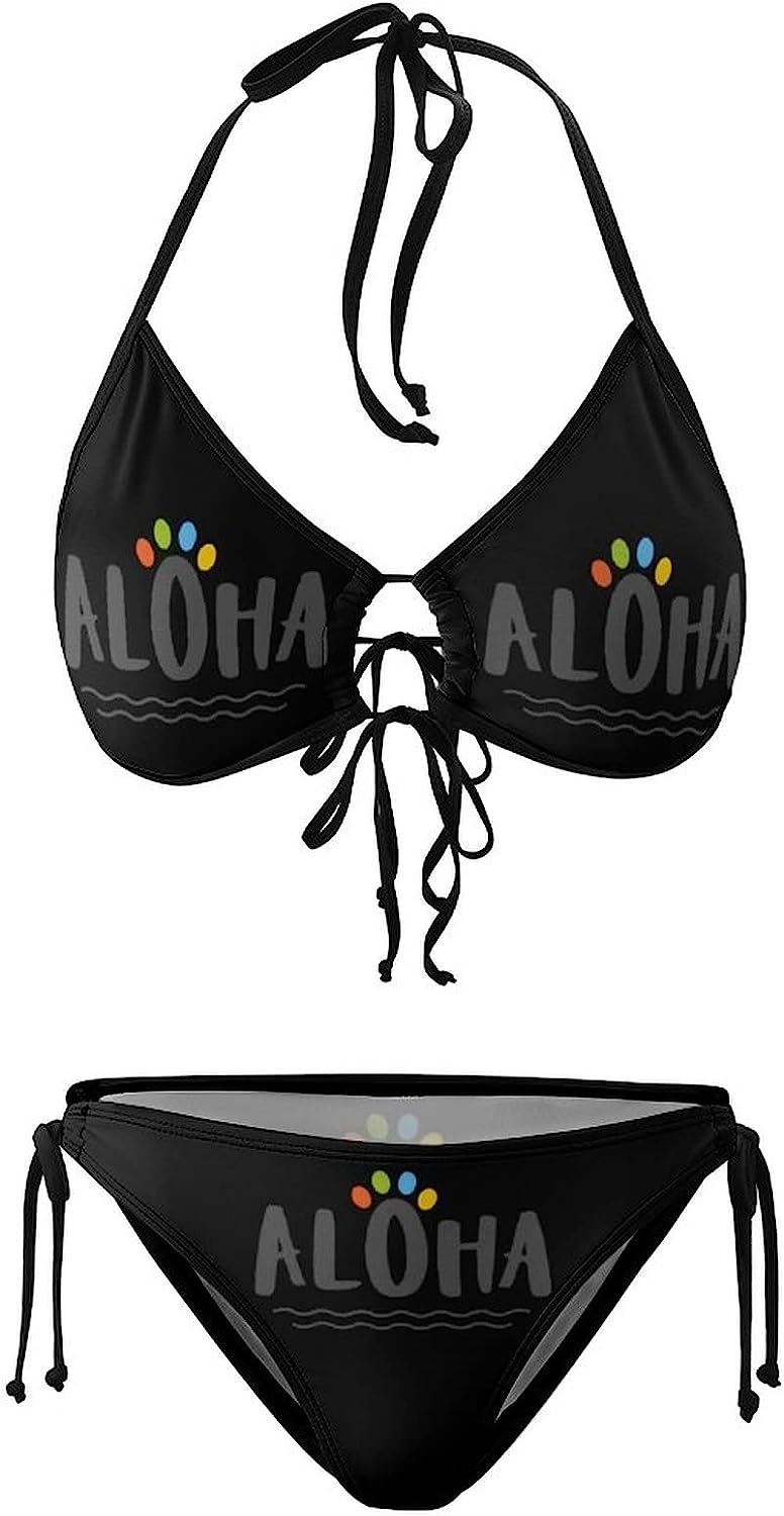 Aloha Hawaii Bikini Sets Halter Triangle Tie Side Two Piece Women