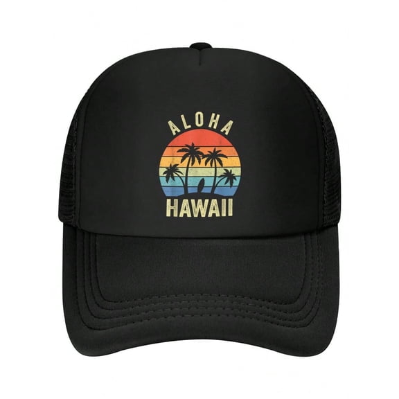 Aloha Hawaii Hawaiian Island Palm Beach Surfboard Surf Funny MEN WOMEN BASEBALL CAP