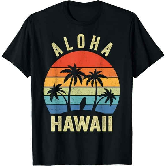 Aloha Hawaii Hawaiian Island Palm Beach Surfboard Surf T-Shirt for Men Women Girls Kids