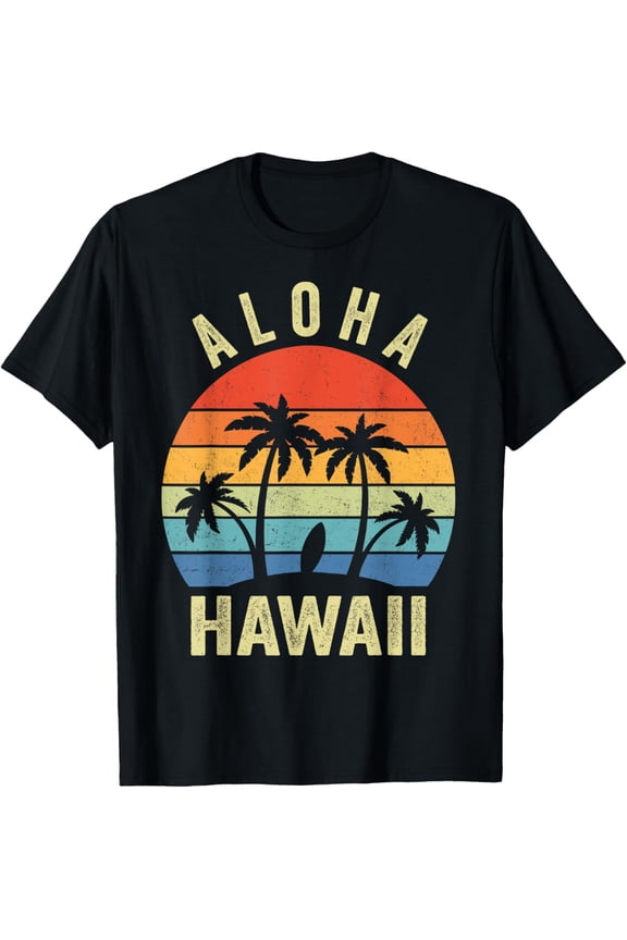 Hawaiian Island Palm Beach Surfboard Surf T-Shirt