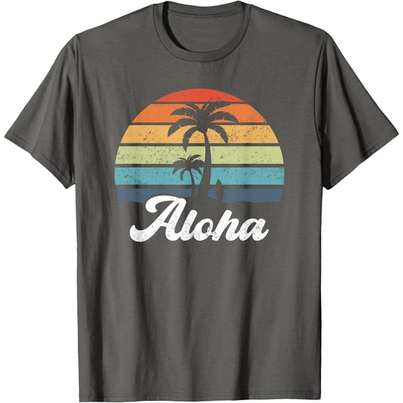 Aloha Hawaii Hawaiian Island Palm Beach Surfboard Surf Unisex T-Shirt for Men Women,Charcoal Color,Size YXS