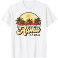 thumbnail image 1 of Aloha Hawaii Hawaiian Island Palm Surfboard Beach Surf retro T-Shirt, 1 of 3