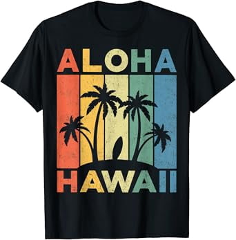 Aloha Hawaii Hawaiian Island Shirt Palm Beach Surfboard Surf T-Shirt