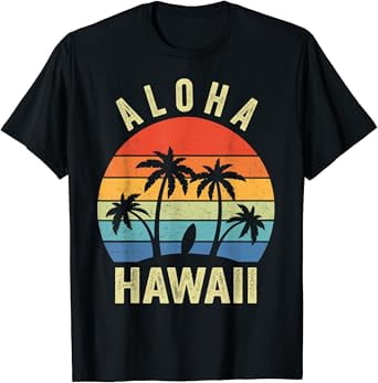 Aloha Hawaii Hawaiian Island Shirt Palm Beach Surfboard Surf T-Shirt