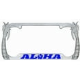 thumbnail image 1 of Aloha Hawaii Hibiscus Floral Flowers Design Palm Tree Heavy Duty Metal License Plate Frame Auto License Plate Frame/Car Accessories (Chrome/line Blue), 1 of 6