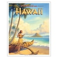 thumbnail image 1 of Aloha Hawaii - Hula Girl Playing Ukulele - Mokoliʻi Island (Chinaman's Hat) - Vintage Hawaiian Travel Poster by Kerne Erickson - Fine Art Matte Paper Print (Unframed) 16x20in, 1 of 4