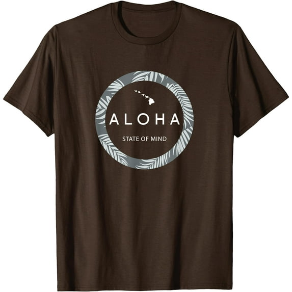 Aloha Hawaii Palm Tree Feel the Aloha Hawaiian Spirit Unisex T-Shirt for Men Women,Dark Chocolate Color,Size M
