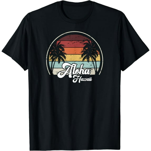 Aloha Hawaii Palms Cool Casual Summer Beach Vacation T-Shirt