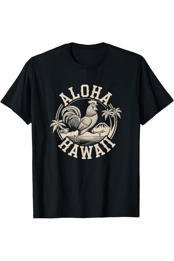Aloha Hawaii Rooster Running on the Beach Tropical Vacation T-Shirt, Birthday Gift