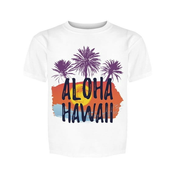 Aloha Hawaii Sunset Palms Tee Girl's -Image by Shutterstock