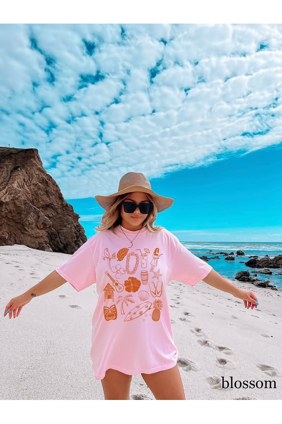 Aloha Hawaii T-Shirt Summer Tee Beach Tshirt Surf Shirt Coconut Girl Beachy Aesthetic TS 1