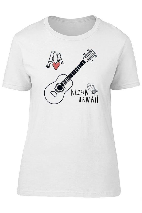 Aloha Hawaii Ukulele B&W T-Shirt Women -Image by Shutterstock, Female Large