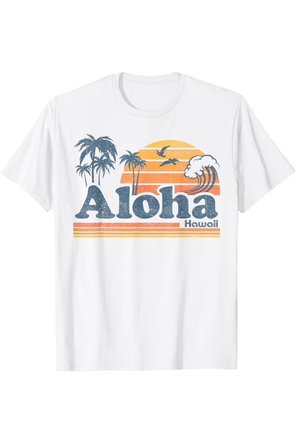 Aloha Hawaii Vintage Beach Summer Surfing 70s Retro Hawaiian T-Shirt