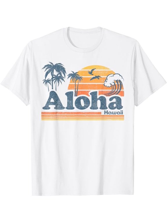 Aloha Hawaii Vintage Beach Summer Surfing 70s Retro Hawaiian T-Shirt
