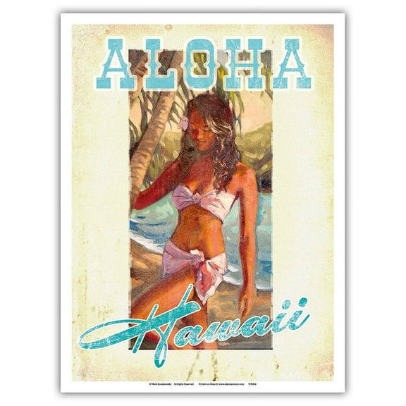 Aloha Hawaii - Vintage Travel Poster by Wade Koniakowsky - Master Art Print (Unframed) 9in x 12in