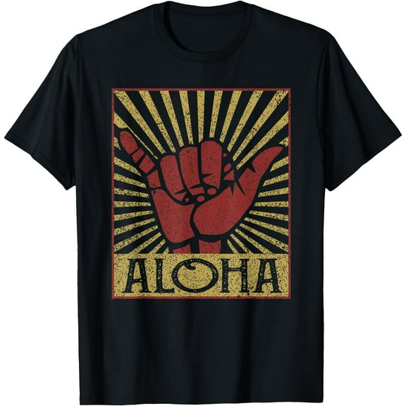 Aloha Hawaiian Hawaii Vintage Distressed Shaka Sign Unisex T-Shirt for Men Women,Black Color,Size 3T