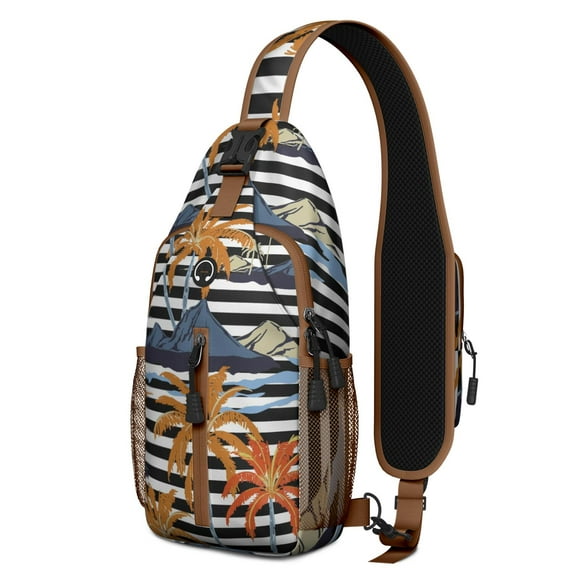 Aloha Hawaiian Paradise Sling Bag, Lightweight Beach Vacation Crossbody Daypack with Coastal Jungle Design, Ideal for Daily Use and Summer Fun