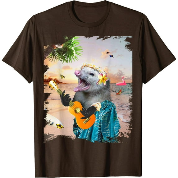 Aloha Hawaiian Possum Opossum Beach Funny Unisex T-Shirt for Men Women Kids Toddler,Dark Chocolate Color,Size YXS