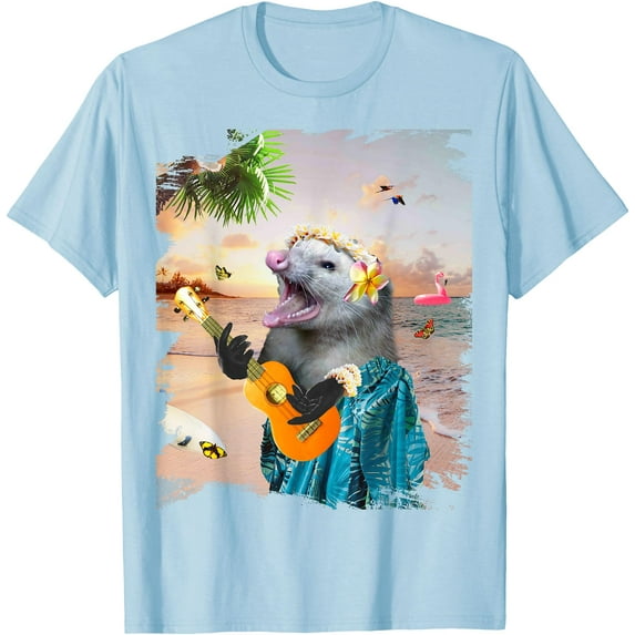 Aloha Hawaiian Possum Opossum Beach Funny Unisex T-Shirt for Men Women Kids Toddler,Light Blue Color,Size 2T