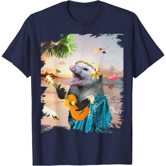 Aloha Hawaiian Possum Opossum Beach Funny Unisex T-Shirt for Men Women Kids Toddler,Navy Color,Size YS