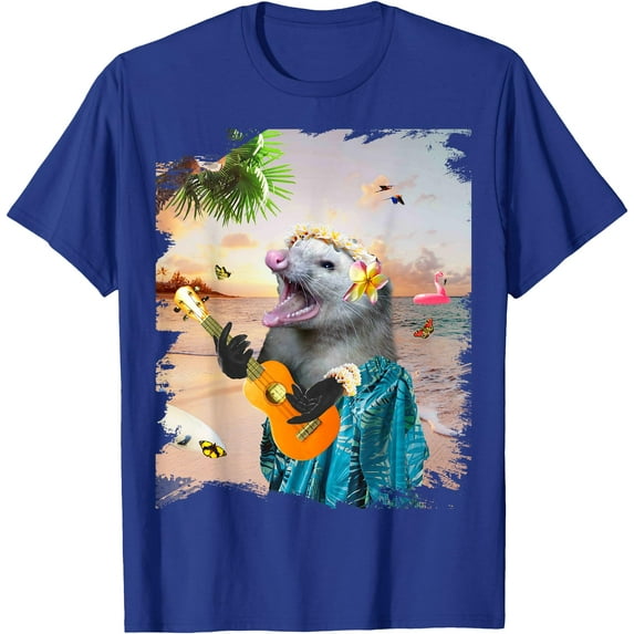 Aloha Hawaiian Possum Opossum Beach Funny Unisex T-Shirt for Men Women Kids Toddler,Royal Blue Color,Size 2T