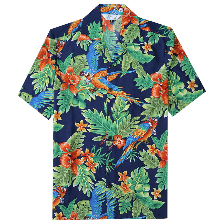 Aloha Hawaiian Shirts for Men 59 Flower Dress for Tropical Party Blue M