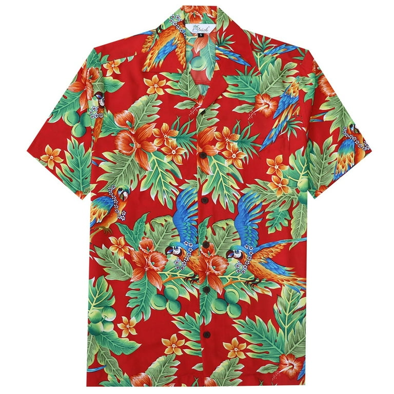 Aloha Hawaiian Shirts for Men 59 Flower Dress for Tropical Party Red 3XL