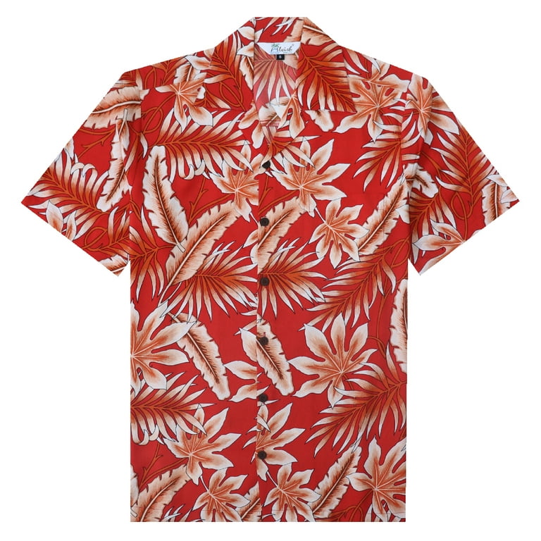 YIUME Men's Hawaiian Shirt Sea Ocean Fish Print Cotton Button-down Short  Sleeve Aloha Shirt