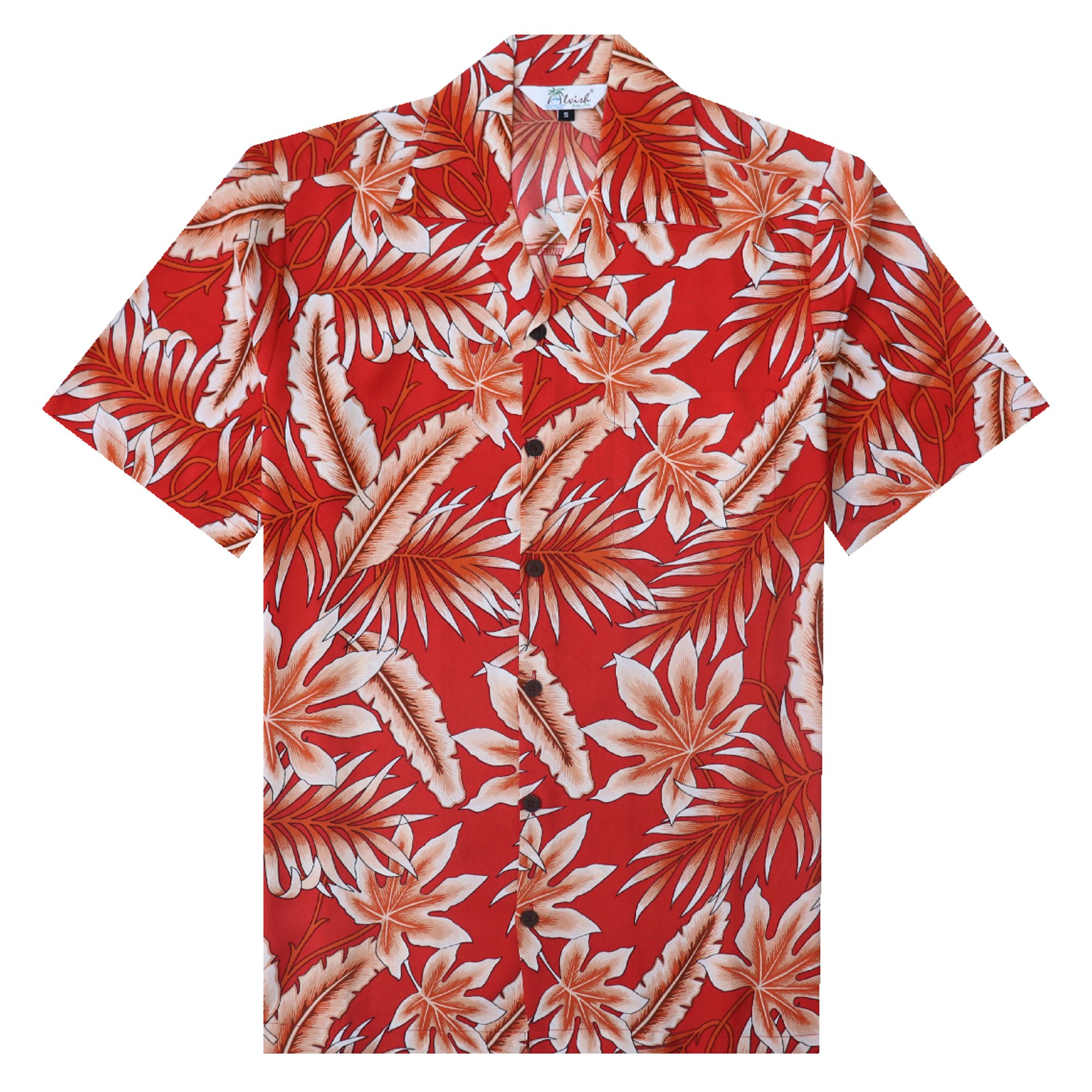 Alvish Aloha Hawaiian Shirts for Men 60 Short Sleeve Button Down Holiday Red 3XL, Men's