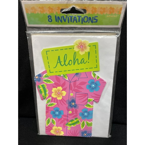 Aloha! Hawaiian Theme Party Invitations 8 Ct