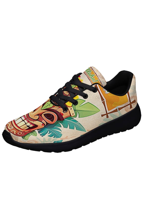 Aloha Hawaiian Tiki Luau Party Shoes Sneakers Black Size 10.5