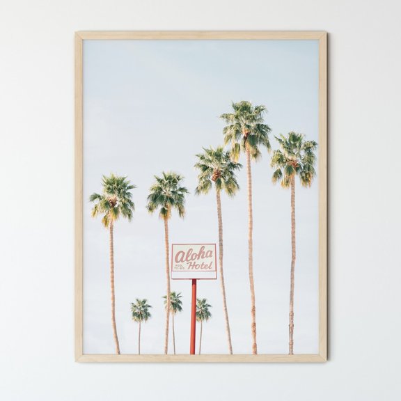 Aloha Hotel Acrylic Glass Modern Beach Decor Palm Springs, Unframed Paper Print