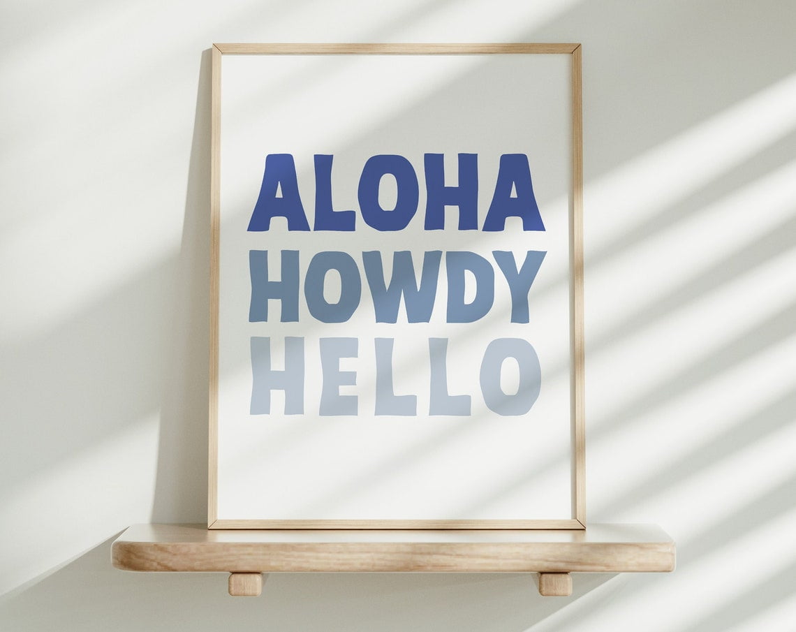 Aloha Howdy Hello Print, Coastal Cowgirl Print, Trendy Coastal Wall Art ...