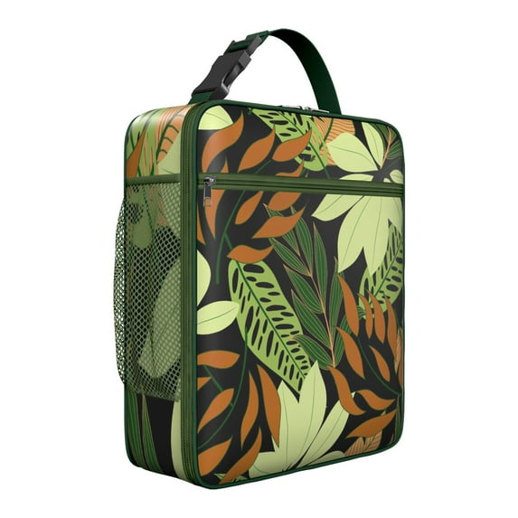 Aloha Insulated Lunch Bag – Tropical Hawaiian Print with Jungle Leaves and Exotic Flowers, Waterproof Thermal Cooler Tote for Beach Resort and Everyday Use