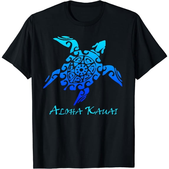 Aloha Kauai Vintage Hawaiian Island Tribal Turtle T-Shirt