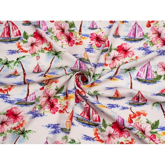 Aloha Lagoon Viscose Challis Fabric Minerva Exclusive - per yard