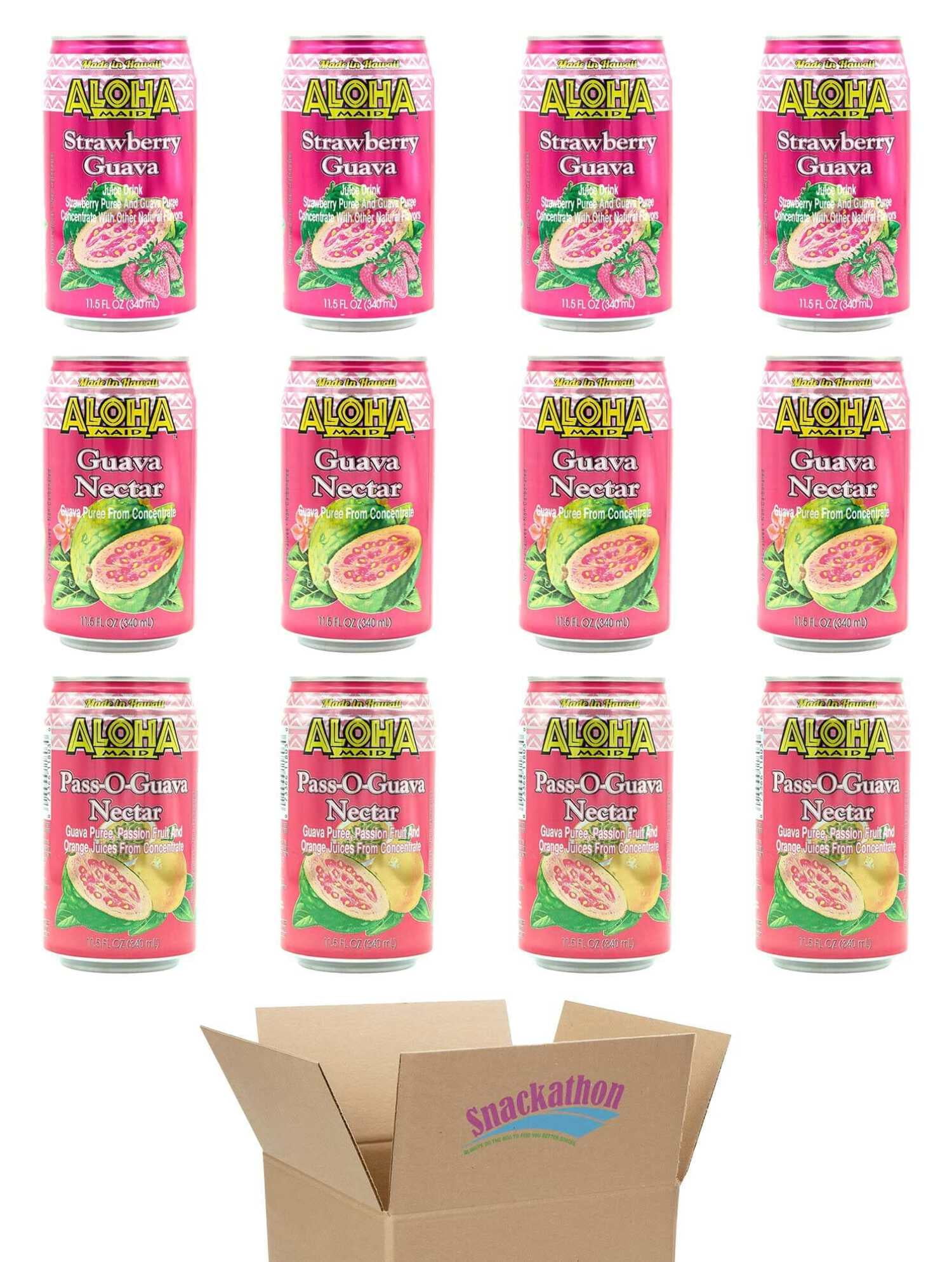 Aloha Maid Drinks, Guava Variety Pack, 3 Flavors, 4 Cans per