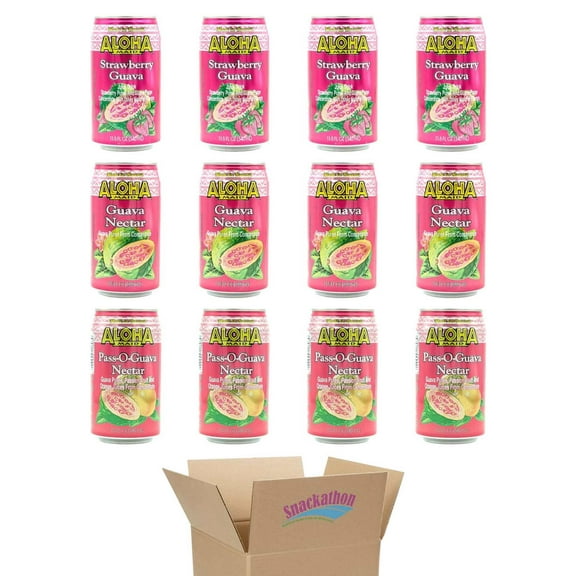 Aloha Maid Drinks, Guava Variety Pack, 3 Flavors, 4 Cans per Flavor, Total 12 Cans
