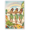 thumbnail image 1 of Aloha Nui Loa from Hawaii - Hula Girls - Vintage Hawaiian Airbrush Art by Ted Mundorff c.1930s - Master Art Print (Unframed) 13in x 19in, 1 of 4