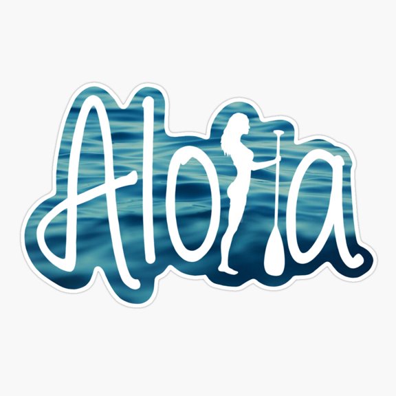Aloha Paddler Wahine Riding Ocean Waves Sticker