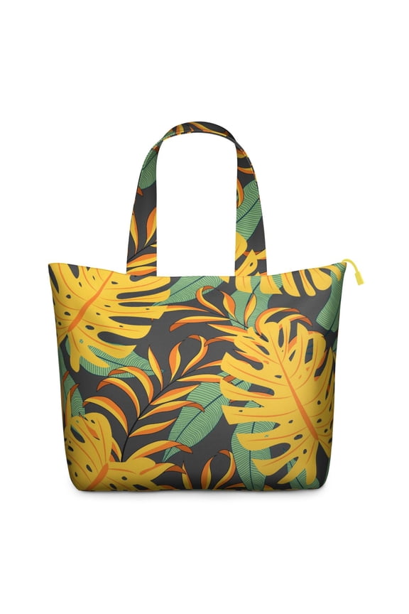Aloha Palm Inspired Weekender Bag - Lightweight Large Capacity Tote with Zippered Pockets, Durable Handles, Tropical Plant Design for Travel, Work & Daily Essentials