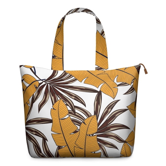 Aloha Palm Inspired Weekender Bag - Lightweight Large Capacity Tote with Zippered Pockets, Durable Handles, Tropical Plant Design for Travel, Work & Daily Essentials