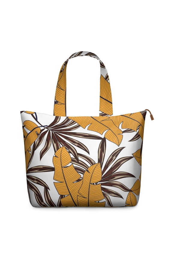 Aloha Palm Inspired Weekender Bag - Lightweight Large Capacity Tote with Zippered Pockets, Durable Handles, Tropical Plant Design for Travel, Work & Daily Essentials