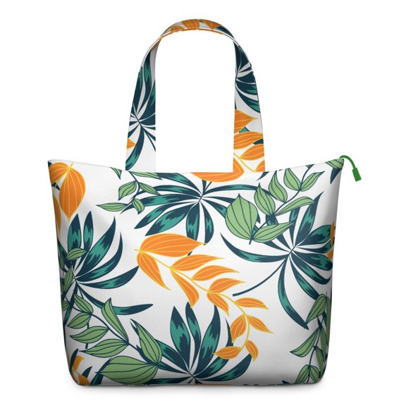 Aloha Palm Inspired Weekender Bag - Lightweight Large Capacity Tote with Zippered Pockets, Durable Handles, Tropical Plant Design for Travel, Work & Daily Essentials
