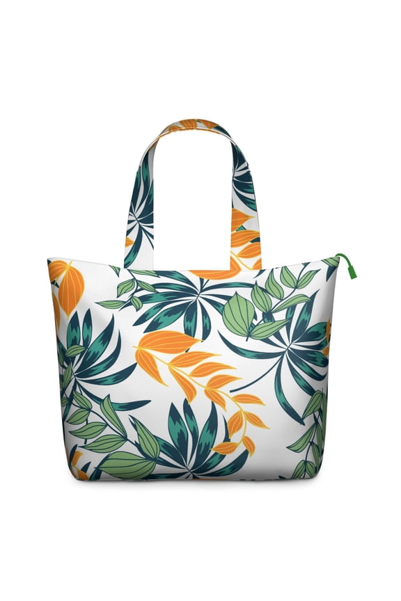 Aloha Palm Inspired Weekender Bag - Lightweight Large Capacity Tote with Zippered Pockets, Durable Handles, Tropical Plant Design for Travel, Work & Daily Essentials