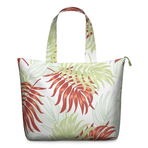 Aloha Palm Inspired Weekender Bag - Lightweight Large Capacity Tote with Zippered Pockets, Durable Handles, Tropical Plant Design for Travel, Work & Daily Essentials