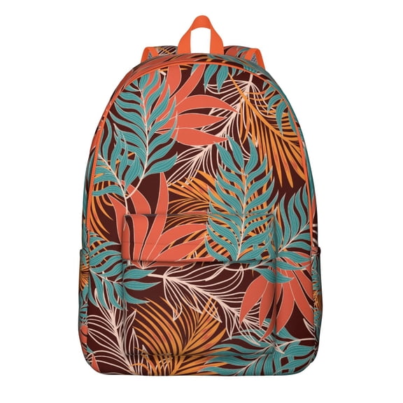 Aloha Palm Leaf Backpack, Hawaiian Tropical Plant School Bag with Jungle Leaves Design, Colorful Exotic Floral Pattern, Vibrant Summer Style