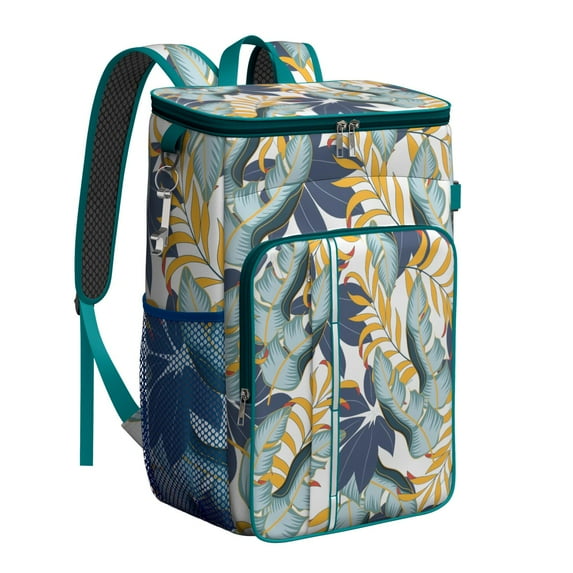 Aloha Palm Leaf Cooler Backpack, Leakproof Insulated Lunch Backpack with Floral Botanical Print for Men Women Beach Hiking Use