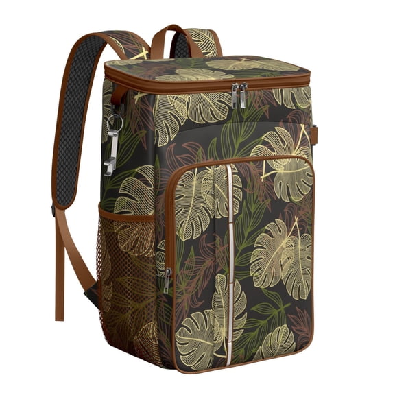 Aloha Palm Leaf Cooler Backpack, Leakproof Insulated Lunch Backpack with Floral Botanical Print for Men Women Beach Hiking Use